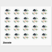 Navy & Dusty Blauw Roze Bloemen 3 Dank u Ronde Sticker (Vel)