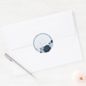 Navy & Dusty Blauwe Bloemen Dank u Ronde Sticker (Envelop)