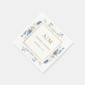 Navy Dusty Blue Floral Spring Bloom Bruiloft Servet (Hoek)