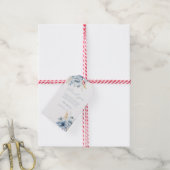 Navy Dusty Blue Gold Floral Spring Wedding Bedankt Cadeaulabel (Met Touw)