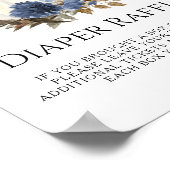 Navy Dusty Blue Herfst Floral Pumpkin Diaper Raffl Poster (Hoek)