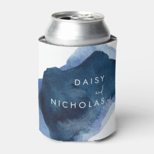 Navy Dusty Blue Ocean Waterverf Wedding Blikjeskoeler