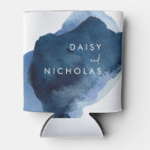 Navy Dusty Blue Ocean Waterverf Wedding Blikjeskoeler (Voorkant)