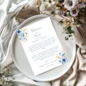 Navy Dusty Blue Welkom & dank u Wedding note