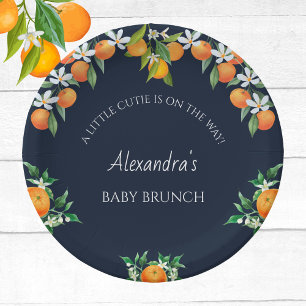 Navy Een beetje schattig Sinaasappel Citrus Baby B Papieren Bordje