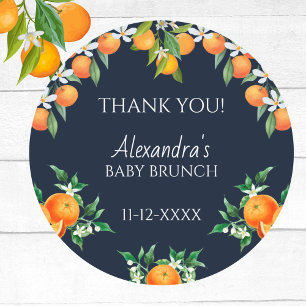 Navy een beetje schattige citrus Baby brunch dank Ronde Sticker
