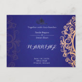 Navy Elegant Blue Muslim wedding Invitation  (Devant)