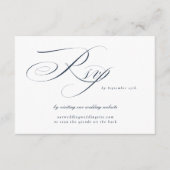 Navy Elegant Calligraphy Wedding Website QR CODE RSVP Kaartje (Voorkant)