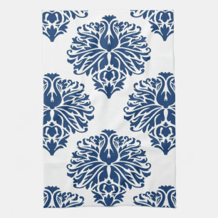 Navy Elegant Damask Theedoek