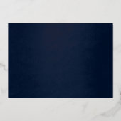 Navy Elegant Gold Tree Kerstfeest Folie Uitnodiging (Achterkant)