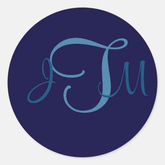 Navy Elegant Monogram Envelop Afdichtingen Ronde Sticker (Voorkant)