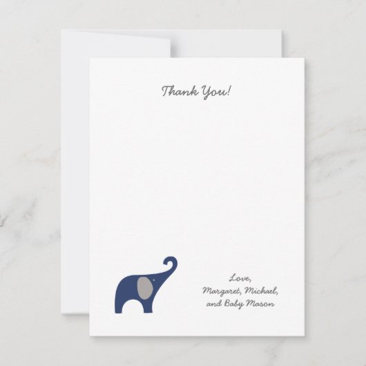 Navy Elephant Baby shower Dank u wel notities / jo (Voorkant)