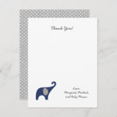 Navy Elephant Baby shower Dank u wel notities / jo (Voorkant / Achterkant)