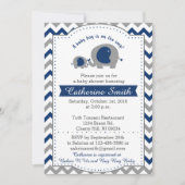 Navy Elephant Baby Shower Invitations (Devant)