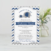 Navy Elephant Baby Shower Invitations (Debout devant)