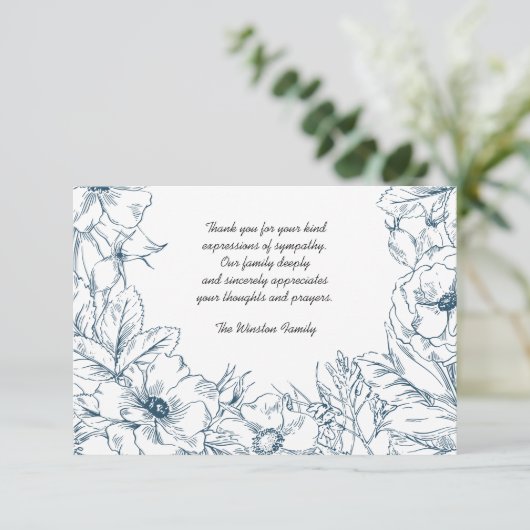 Navy Embrace - Bereavement Dank u Notecard Bedankkaart (Staand voorkant)