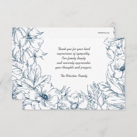 Navy Embrace - Bereavement Dank u Notecard Bedankkaart (Voorkant / Achterkant)