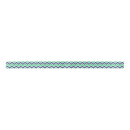 Navy, Emerald, White Large Chevron ZigZag Pattern Lint (Voorkant)