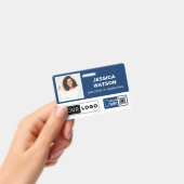 Navy Employee Name Badge met Logo en QR-code (Handheld)
