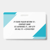 Navy | Employee Photo ID Company Security Badge (Back)