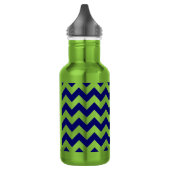 Navy en Apple Green Zigzag Waterfles (Links)