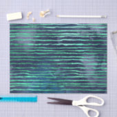 Navy en Aqua Blue Striped Pattern Tissuepapier (Craft)