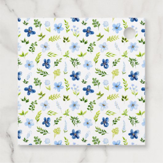 Navy en Baby Blue Floral Vrijgezellenfeest Bedankt Bedankjes Labels (Achterkant)