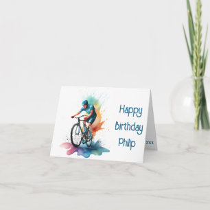 Navy en blauwgroen MTB fietser Verjaardag Kaart