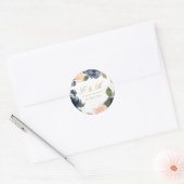 Navy en blozen bloeit bruiloft sticker (Envelop)