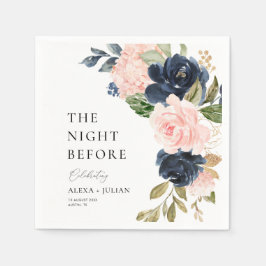 Navy en Blush Bloemen de avond ervoor Servet