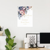 Navy en blush elegant vrijgezellenfeest welkomstbo poster (Thuiskantoor)