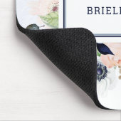 Navy en Blush Floral | Naam en monogram Muismat (Hoek)