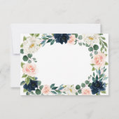 Navy en Blush Roze Waterverf Bruiloft RSVP Kaarten (Achterkant)