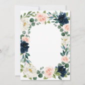 Navy en Blush Roze Waterverf bruiloft uitnodiginge Kaart (Achterkant)