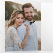 Navy en blush waterverf bloemenbruiloft drieluik aankondiging (Binnenzijde eerst)