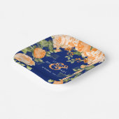 Navy en Botanische Sinaasappels Papieren Bordje (Gebogen)