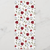 Navy en Bourgondië Floral bruiloft diner Menu (Achterkant)