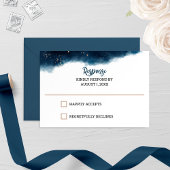 Navy en Bronzen Waterverf Bruiloft RSVP Kaart