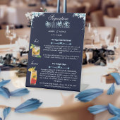 Navy en Dusty Light Blue Wedding Signature Drinken Reclamebord Met Voetstuk
