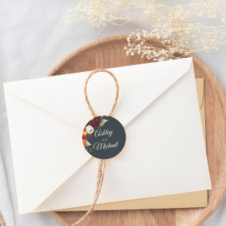 Navy en Gele Herfst Wildflower Ronde Sticker