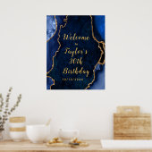 Navy en Gold Agaat Verjaardag Welkom Poster (Keuken)