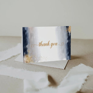 Navy en Gold Baby shower Dank u kaart