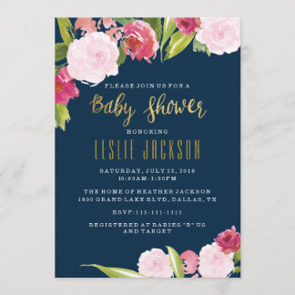 Navy en Gold Baby shower Invitation Kaart