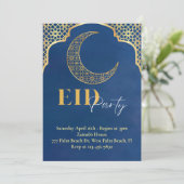 Navy en Gold Eid Party uitnodiging (Staand voorkant)