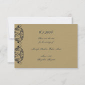 Navy en Gold Masquerade Bruiloft Save the Date (Voorkant)