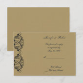 Navy en Gold Masquerade Wedding Response Kaart (Voorkant / Achterkant)