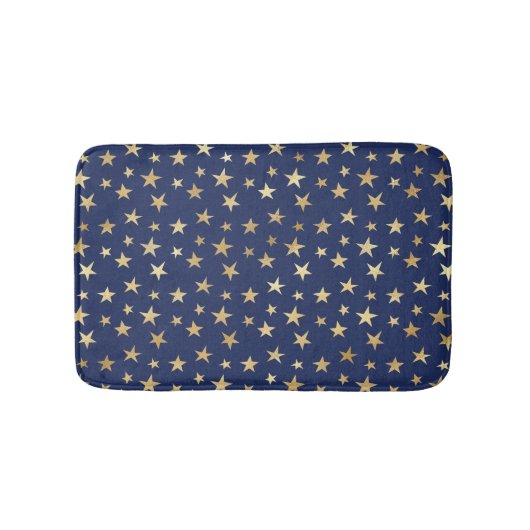 Navy en Gold Stars Night Sky Badmat (Voorkant)