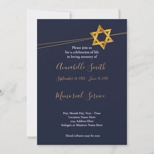 Navy en Golden Star van    DavidLoving Memory Kaart (Voorkant)