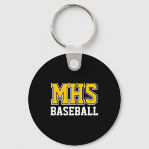 Navy En Goud School Spirit Aangepaste Honkbal Team Sleutelhanger