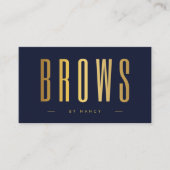 Navy en gouden microblading wenkbrauwen QR Code &  Visitekaartje (Voorkant)